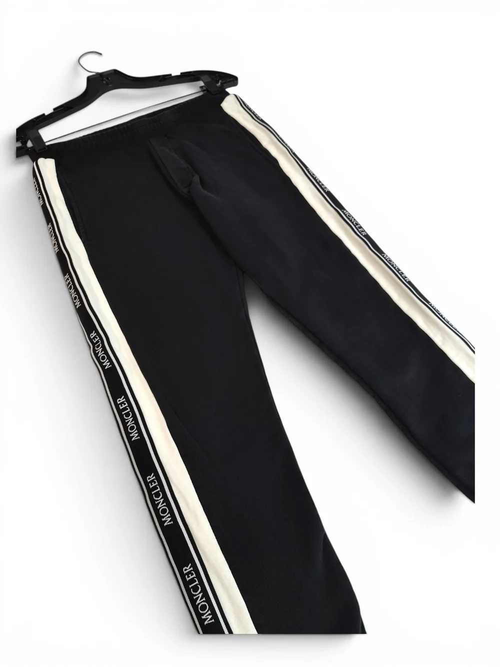 Moncler Boys Black and Cream Logo Cotton Sweatpants Joggers Size 12